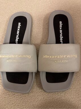 Alexander Wang Off white color and Logo Slide Sandals